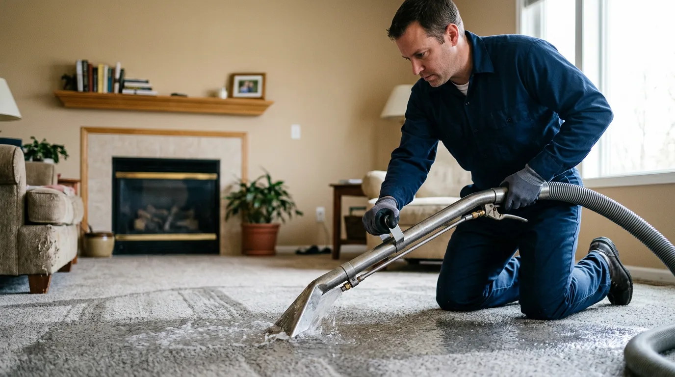 Water damage restoration technician working near Pedro Bay, AK